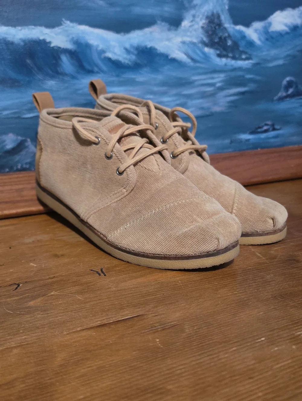 Toms Women's Chukka Boots in Tan Canvas, W 8.5